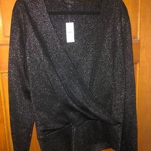 Ann Taylor black and silver top